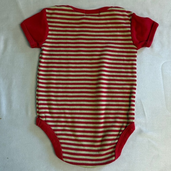 Petit Lem - Red and Cream Striped Baby Onesie Shirt - Picture 3 of 3